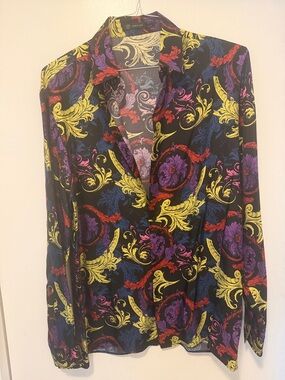 Versace Multicolor Baroque silk Print Button-Up Shirt